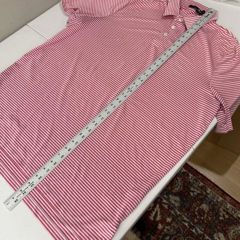 RLX Ralph Lauren Mens Polo Extra Large Pink Striped Golf Performance Classic Fit